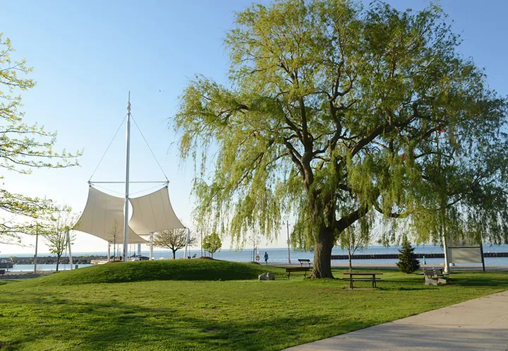 Bronte Heritage Waterfront Park in Oakville. The photo shows the waterfront setting, not a marked fishing point.